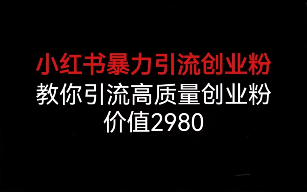 小红书暴力引流创业粉，教你引流高质量创业粉，价值2980-365资源网