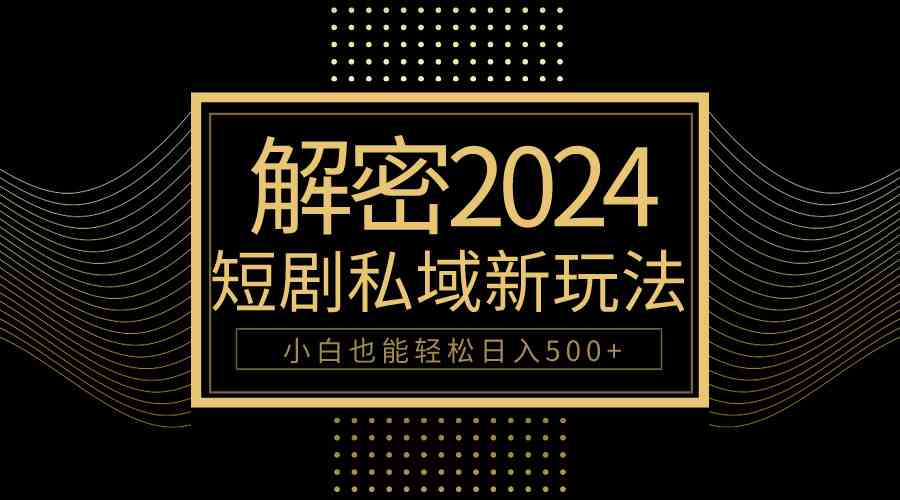 （9951期）10分钟教会你2024玩转短剧私域变现，小白也能轻松日入500+-365资源网