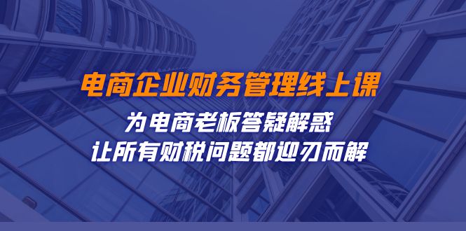 电商企业-财务管理线上课：为电商老板答疑解惑-让所有财税问题都迎刃而解-365资源网