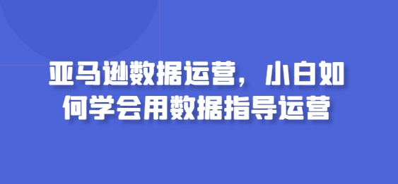 亚马逊数据运营，小白如何学会用数据指导运营-365资源网