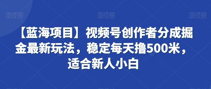 视频号创作者分成掘金最新玩法，稳定每天撸500米，适合新人小白-365资源网