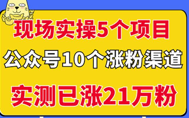 现场实操5个公众号项目，10个涨粉渠道，实测已涨21万粉！￼-365资源网