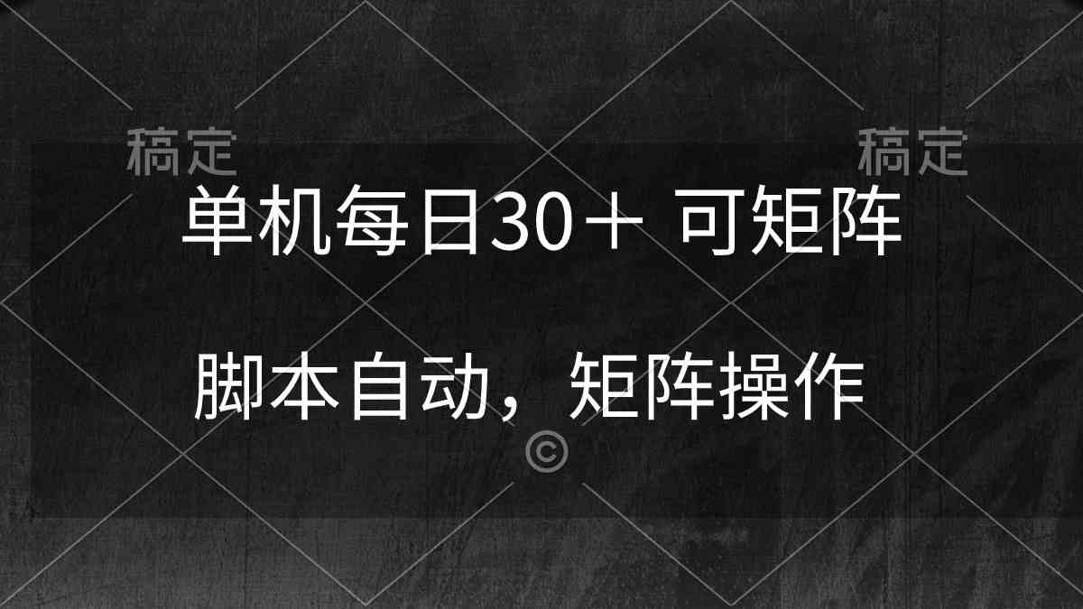 （10100期）单机每日30＋ 可矩阵，脚本自动 稳定躺赚-365资源网