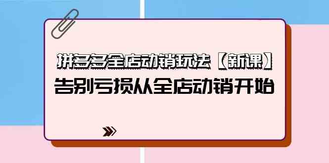 拼多多全店动销玩法【新课】，告别亏损从全店动销开始（4节视频课）-365资源网