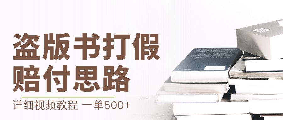 最新盗版书赔付打假项目，一单利润500+【详细玩法视频教程】-365资源网