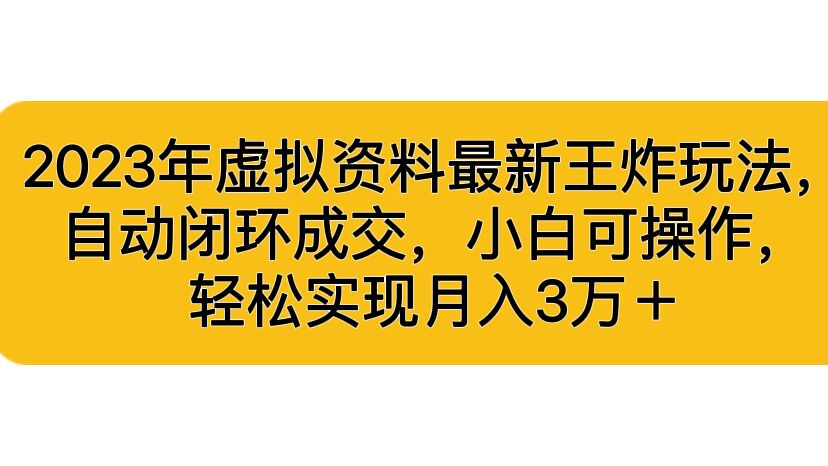 2023年虚拟资料最新王炸玩法，自动闭环成交，小白可操作，轻松实现月入3…-365资源网