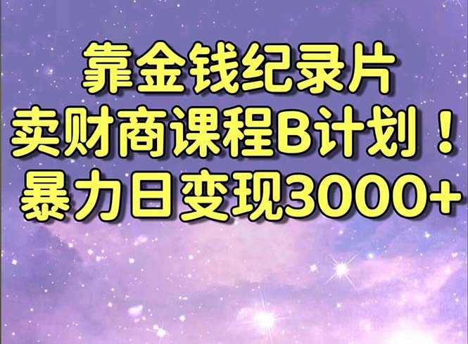 靠金钱纪录片卖财商课程B计划！暴力日变现3000+，喂饭式干货教程！-365资源网