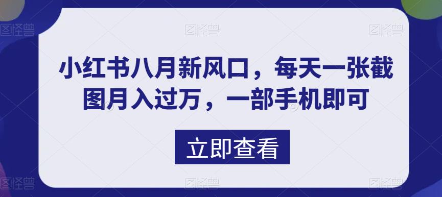 八月新风口，小红书虚拟项目一天收入1000+，实战揭秘-365资源网