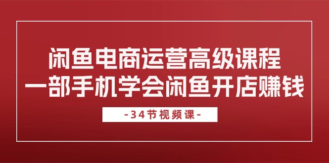 （10686期）闲鱼电商运营高级课程，一部手机学会闲鱼开店赚钱（34节课）-365资源网