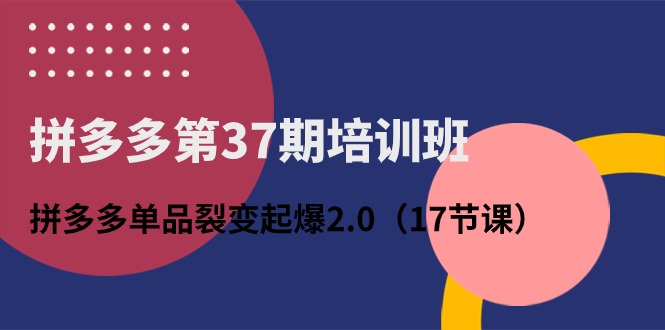 拼多多第37期培训班：拼多多单品裂变起爆2.0（17节课）-365资源网