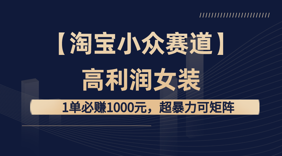 【淘宝小众赛道】高利润女装：1单必赚1000元，超暴力可矩阵-365资源网