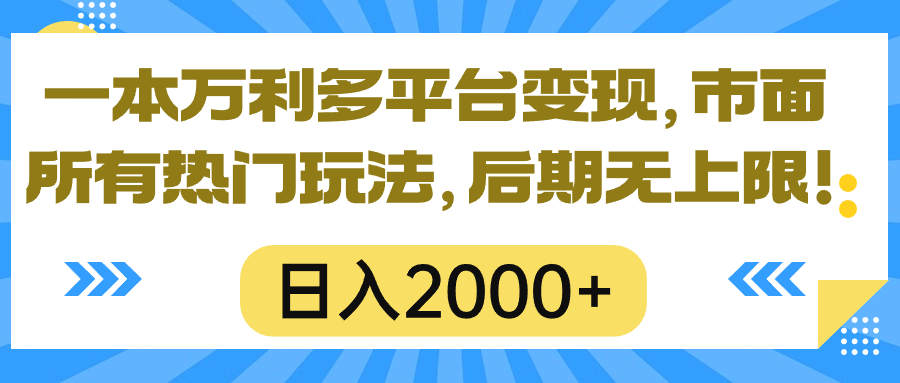 （10311期）一本万利多平台变现，市面所有热门玩法，日入2000+，后期无上限！-365资源网