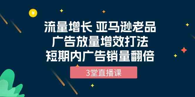 （10112期）流量增长 亚马逊老品广告放量增效打法，短期内广告销量翻倍（3堂直播课）-365资源网