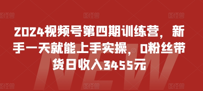 2024视频号第四期训练营，新手一天就能上手实操，0粉丝带货日收入3455元-365资源网