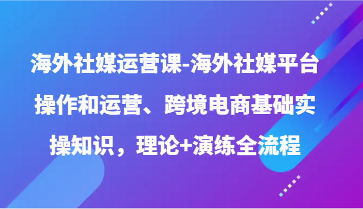 海外社媒运营课-海外社媒平台操作和运营、跨境电商基础实操知识，理论+演练全流程-365资源网