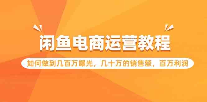 （9560期）闲鱼电商运营教程：如何做到几百万曝光，几十万的销售额，百万利润.-365资源网