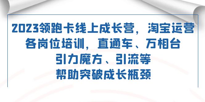 2023领跑·卡 线上成长营 淘宝运营各岗位培训 直通车 万相台 引力魔方 引流-365资源网