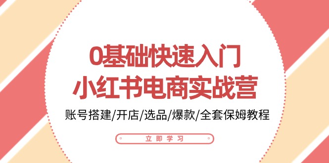 0基础快速入门小红书电商实战营：账号搭建/开店/选品/爆款/全套保姆教程-365资源网