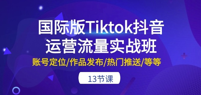 国际版Tiktok抖音运营流量实战班：账号定位/作品发布/热门推送/等等-13节-365资源网