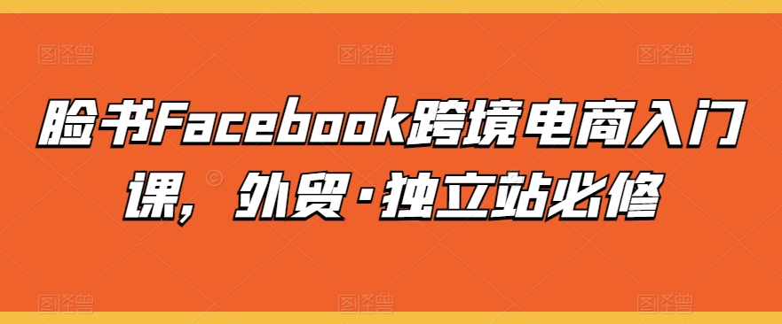 脸书Facebook跨境电商入门课，外贸·独立站必修-365资源网