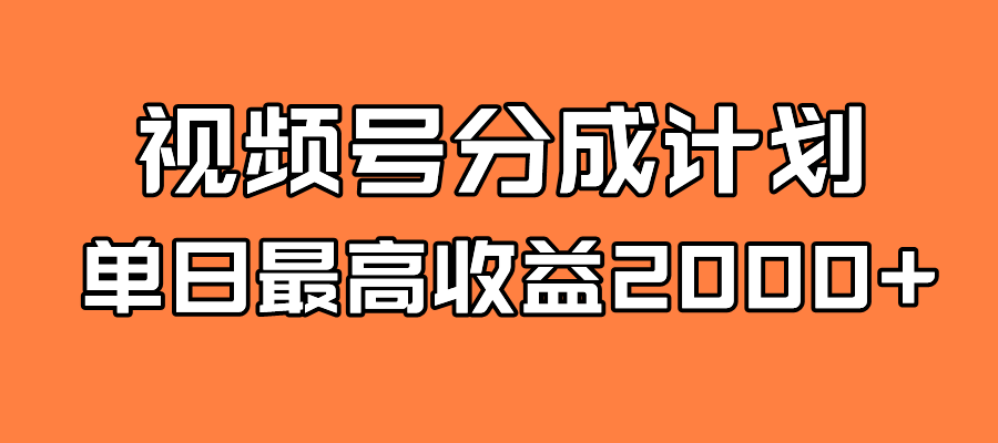 全新蓝海 视频号掘金计划 日入2000+-365资源网