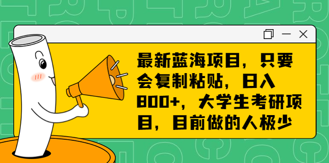 最新蓝海项目，只要会复制粘贴，日入800+，大学生考研项目，目前做的人极少-365资源网