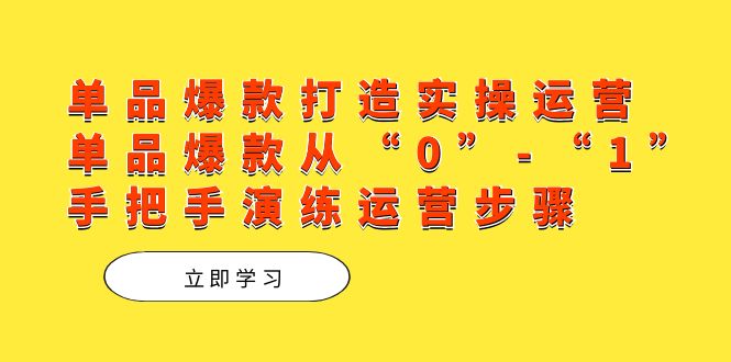 单品爆款打造实操运营，单品爆款从“0”-“1”手把手演练运营步骤-365资源网