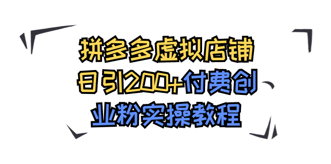 拼多多虚拟店铺日引200+付费创业粉实操教程-365资源网