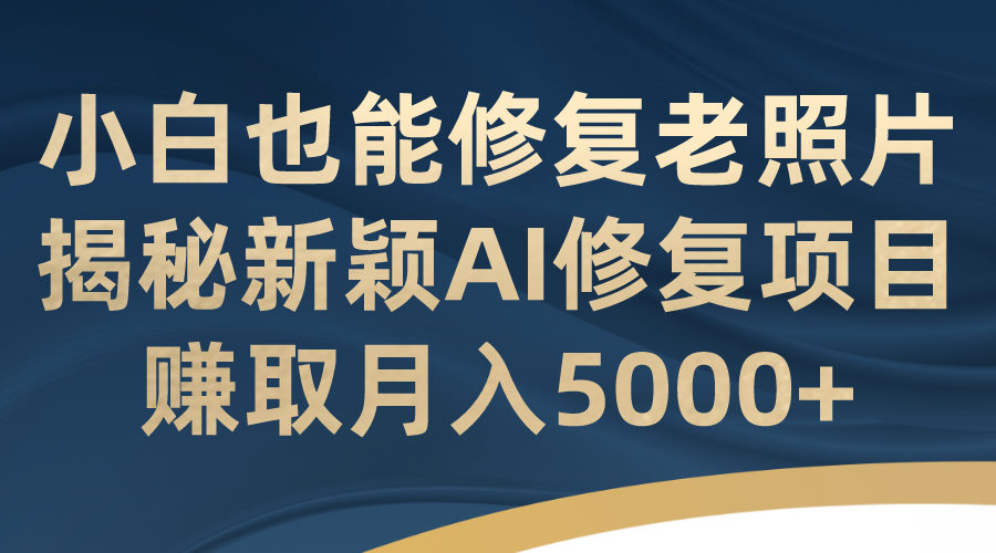 小白也能修复老照片！揭秘新颖AI修复项目，赚取月入5000+-365资源网