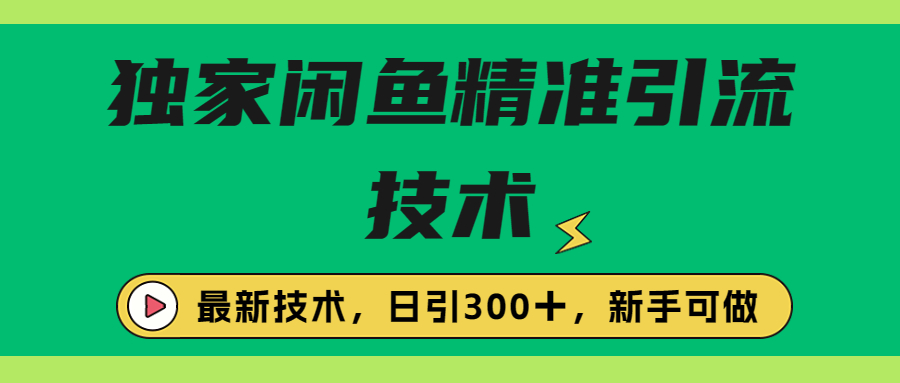 独家闲鱼引流技术，日引300＋实战玩法-365资源网