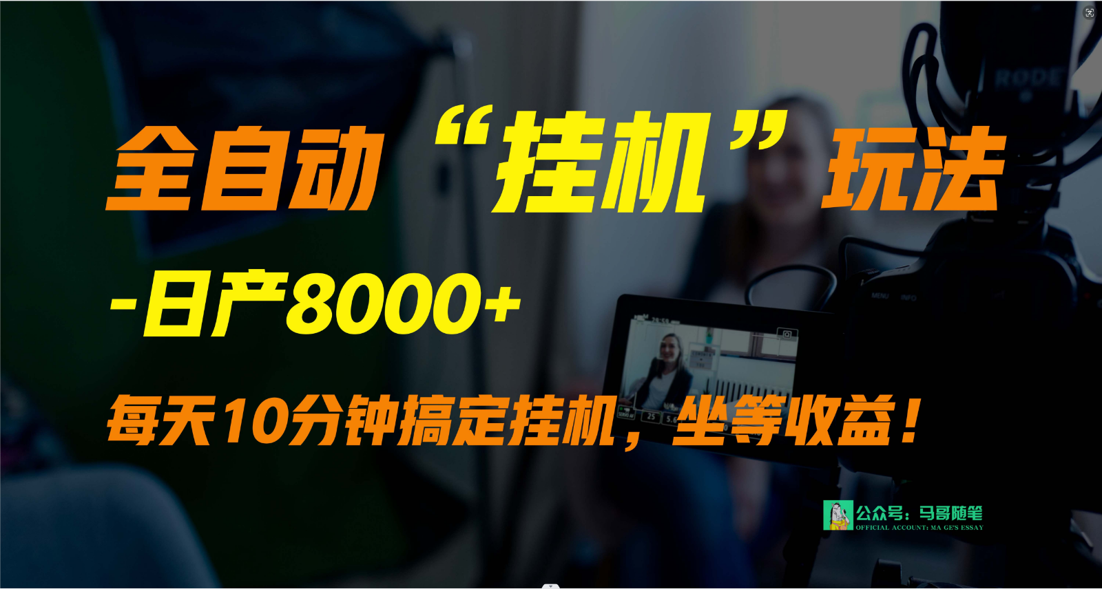 外面卖1980的全自动“挂机”玩法，实现睡后收入，日产8000+-365资源网