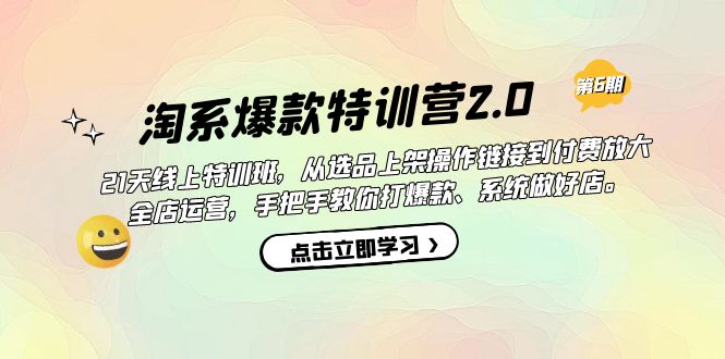 淘系爆款特训营2.0【第六期】从选品上架到付费放大 全店运营 打爆款 做好店-365资源网