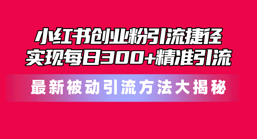 （10692期）小红书创业粉引流捷径！最新被动引流方法大揭秘，实现每日300+精准引流-365资源网