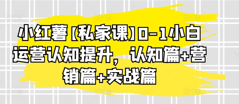 小红薯【私家课】0-1小白运营认知提升，认知篇+营销篇+实战篇-365资源网