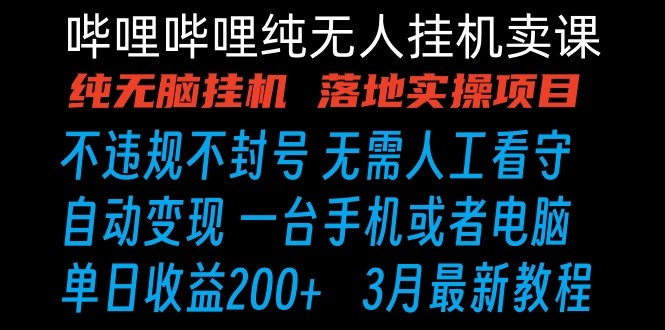 哔哩哔哩纯无脑挂机卖课 单号日收益200+ 手机就能做-365资源网