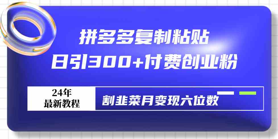 （9129期）拼多多复制粘贴日引300+付费创业粉，割韭菜月变现六位数最新教程！-365资源网