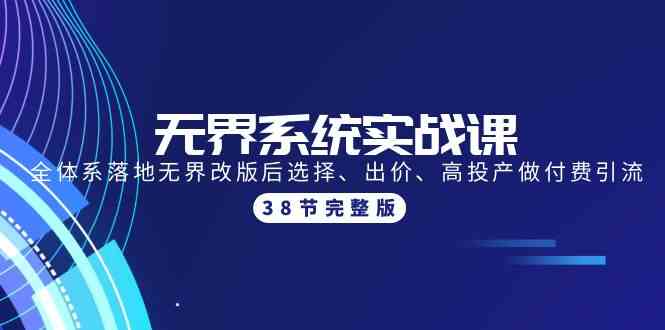 （9992期）无界系统实战课：全体系落地无界改版后选择、出价、高投产做付费引流-38节-365资源网