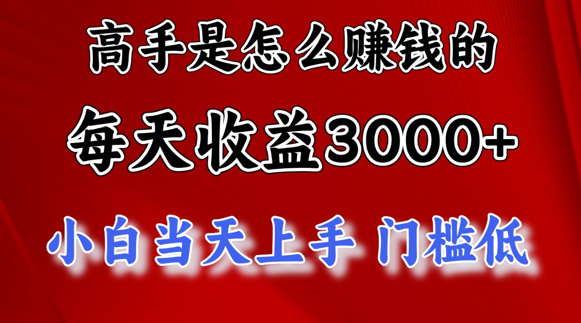 高手是怎么赚钱的，一天收益3000+ 这是穷人逆风翻盘的一个项目，非常…-365资源网