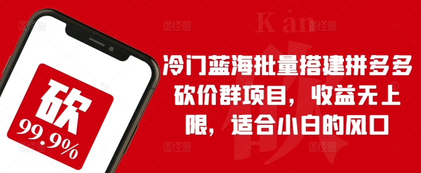 冷门蓝海批量搭建拼多多砍价群项目，收益无上限，适合小白的风口-365资源网