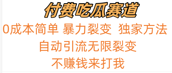 吃瓜付费赛道，暴力无限裂变，0成本，实测日入700+！！！-365资源网