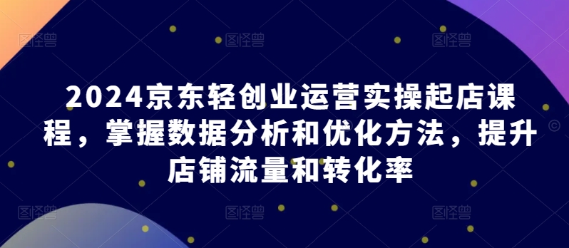 2024京东轻创业运营实操起店课程，掌握数据分析和优化方法，提升店铺流量和转化率-365资源网