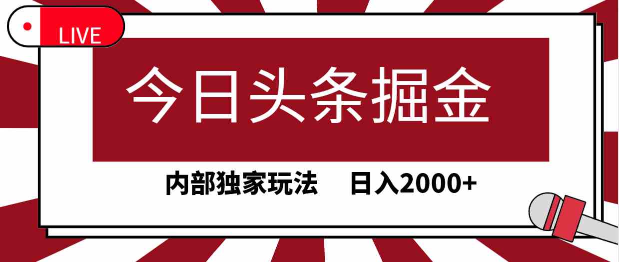 （9832期）今日头条掘金，30秒一篇文章，内部独家玩法，日入2000+-365资源网