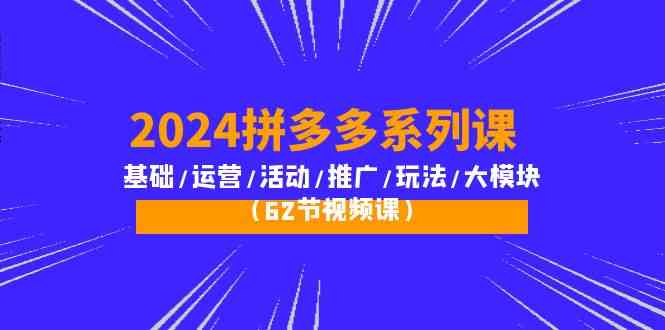 2024拼多多系列课：基础/运营/活动/推广/玩法/大模块（62节视频课）-365资源网