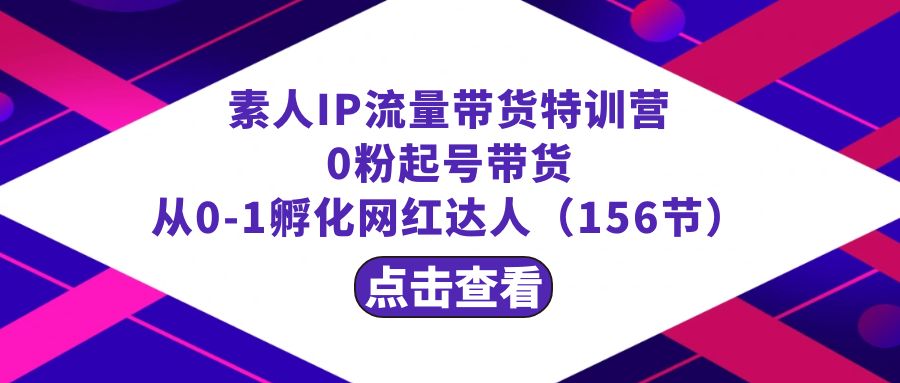 繁星·计划素人IP流量带货特训营：0粉起号带货 从0-1孵化网红达人（156节）-365资源网